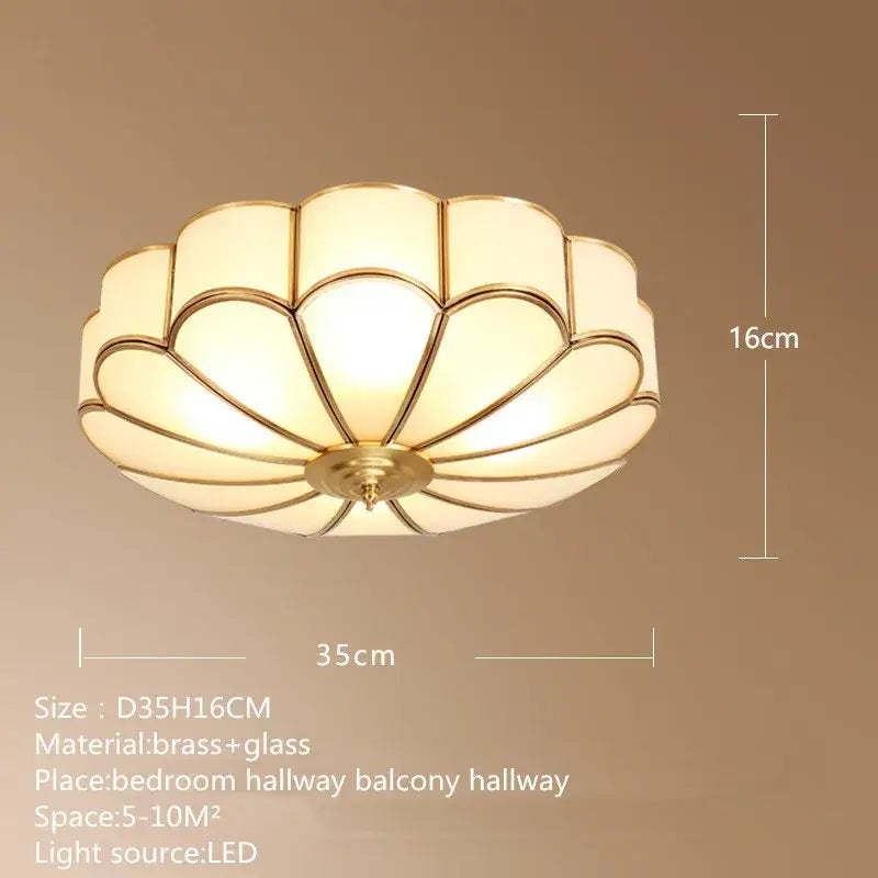 Modern petal brass ceiling lamp with frosted glass panels and brass frame by decorbites for elegant bedroom decor