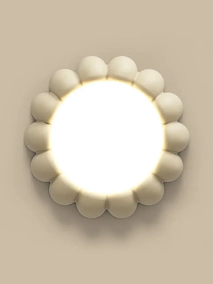 Modern petal cream wind ceiling lights feature a cream-colored flower-shaped sconce with bright circular light for bedroom decorbites cream wind bedroom