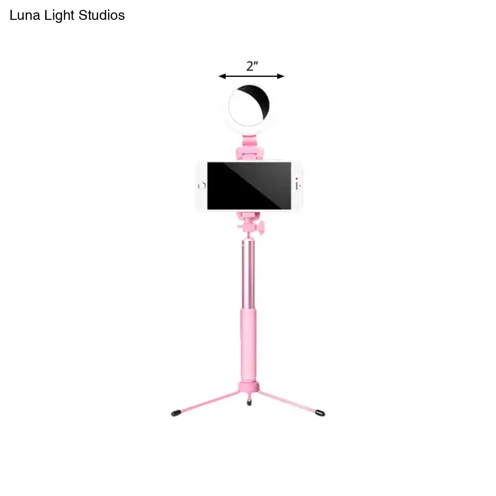 Modern pink circle led mirror selfie stick tripod with ring light attachment for bedroom lighting 220v-240v 110v-120v