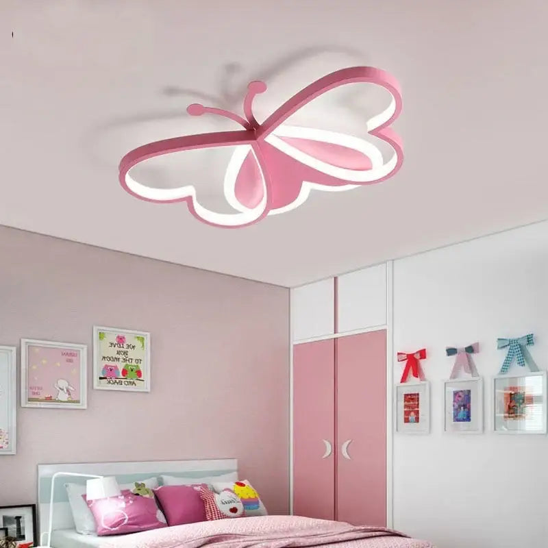 Modern pink decorbites butterfly led ceiling light with illuminated wings and sleek design for girls bedroom ceiling light