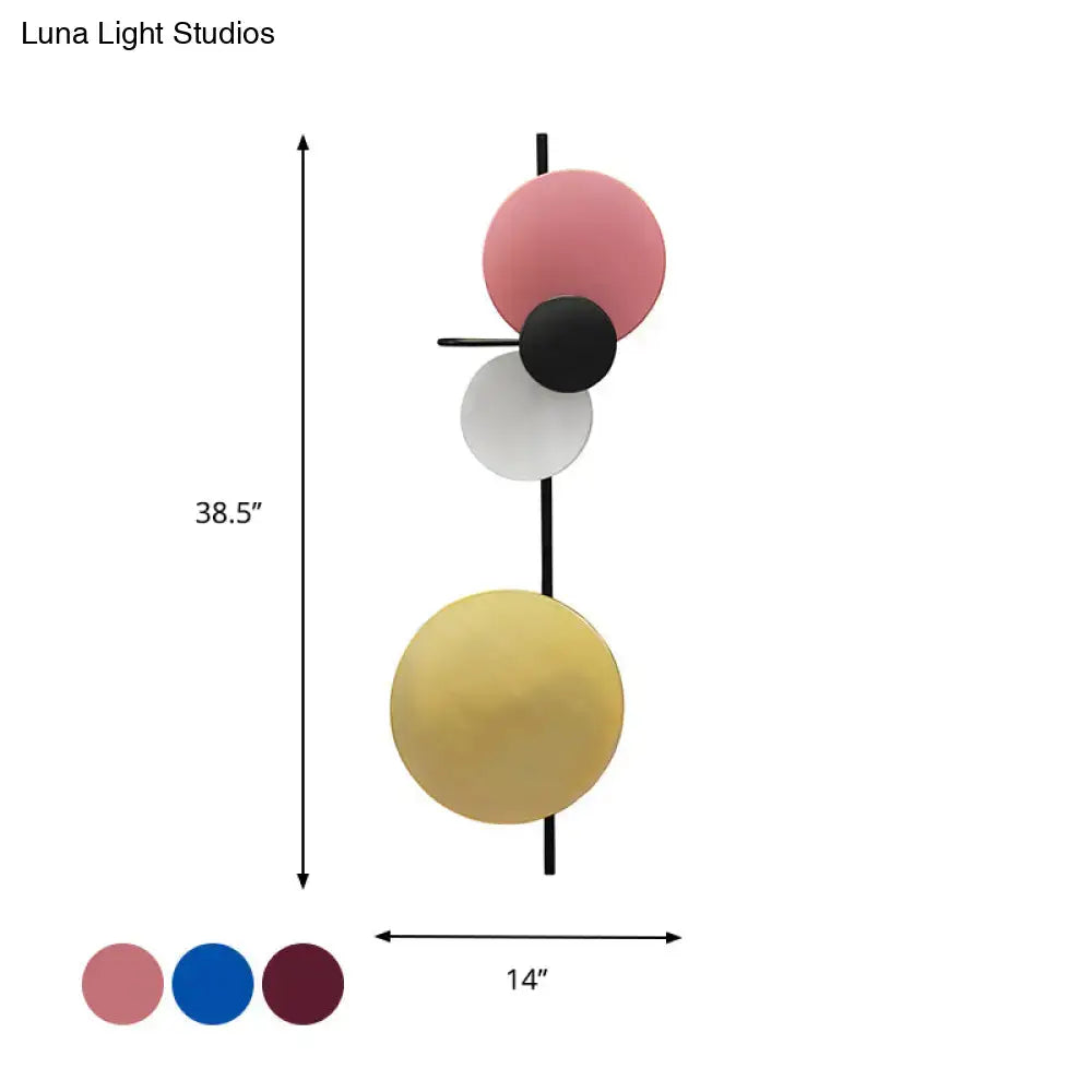 Modern pink silver and gold circular wall mount light featuring pastel-colored glass orbs for living room wall mount light