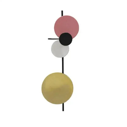 Modern pink silver and gold led wall lamp featuring four circular discs on a black rod for bedroom decor