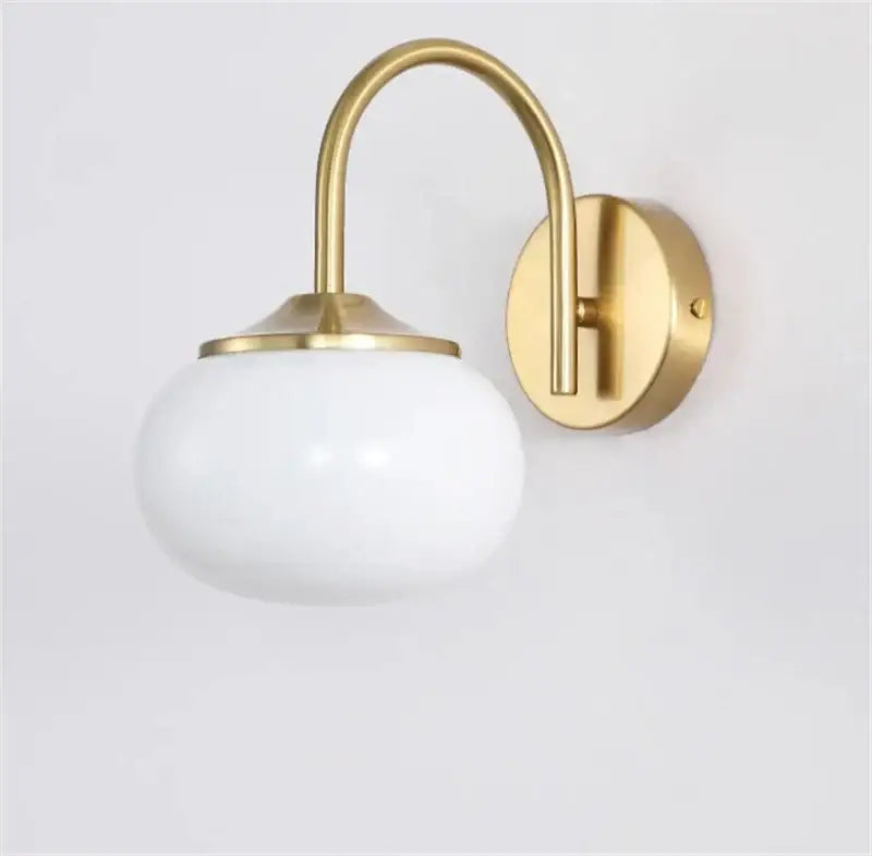 Modern pink and white glass ball wall lamp with gold-toned decorbites glass ball wall sconce for living room lighting