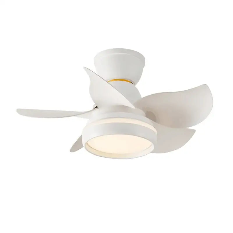 Modern pink and white kids ceiling fan with sleek white blades integrated led light and remote control for bedroom