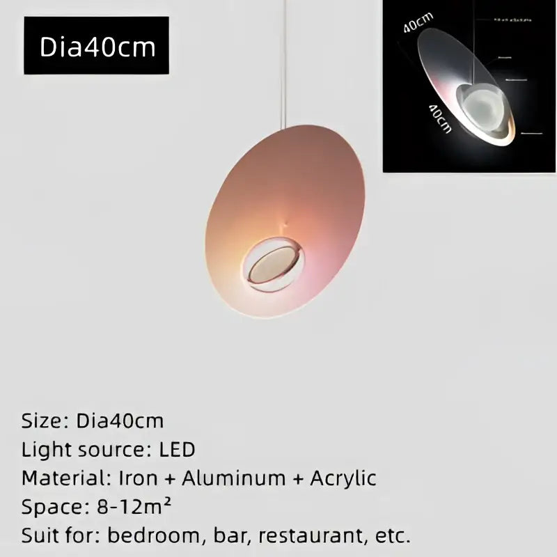 Modern pink and white oval glass pendant light with warm pinkish-gold iron and aluminum decorbites colorful pendant