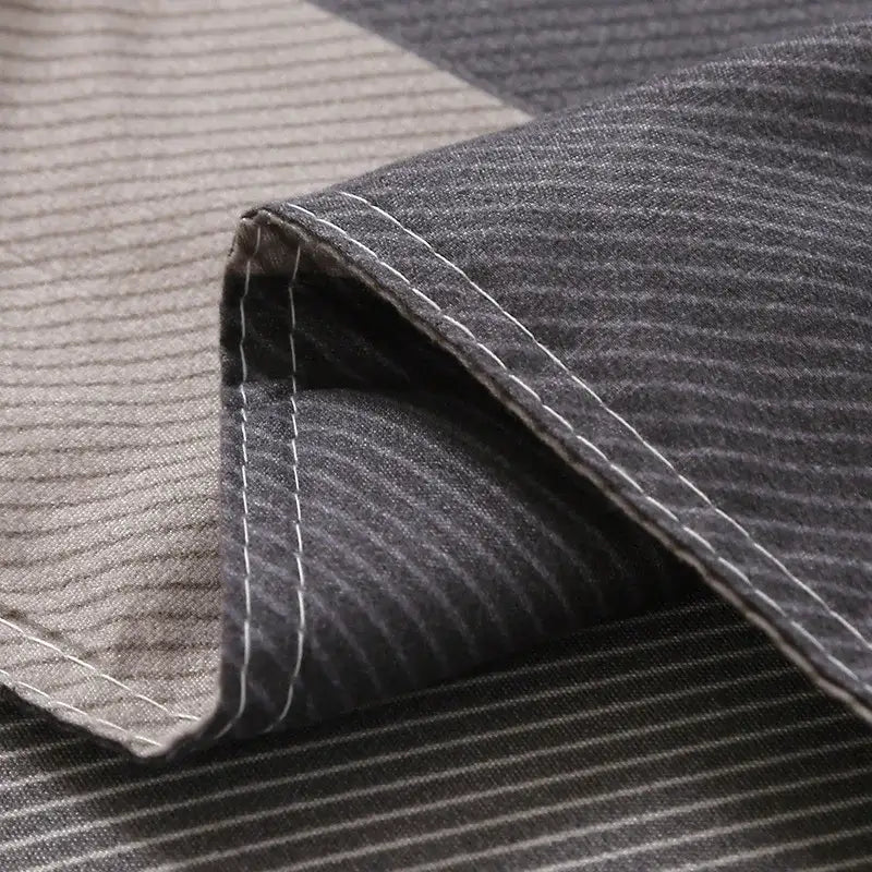 Dark gray denim fabric with subtle pinstripes and white stitching in decorbites cartoon printed bedding sets quilt cover kit