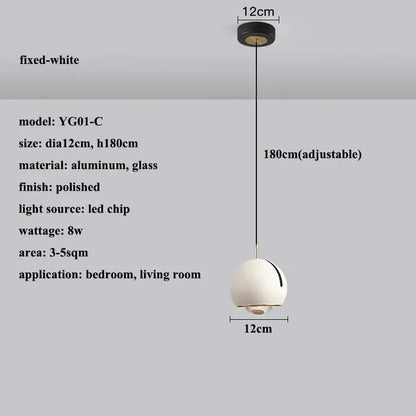 A modern polished metallic pendant light with a white glass shade and 180cm adjustable angle black cord by decorbites
