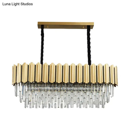 DecorBites™ modern crystal gold finish pendant light with 10 heads featuring prismatic oval design and cascading droplets