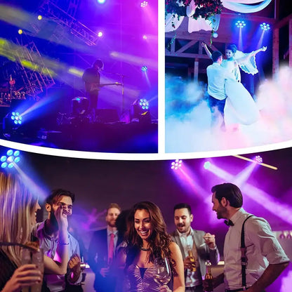 Modern purple and black mini moving light stage performance spotlight illuminating vibrant wedding reception scenes