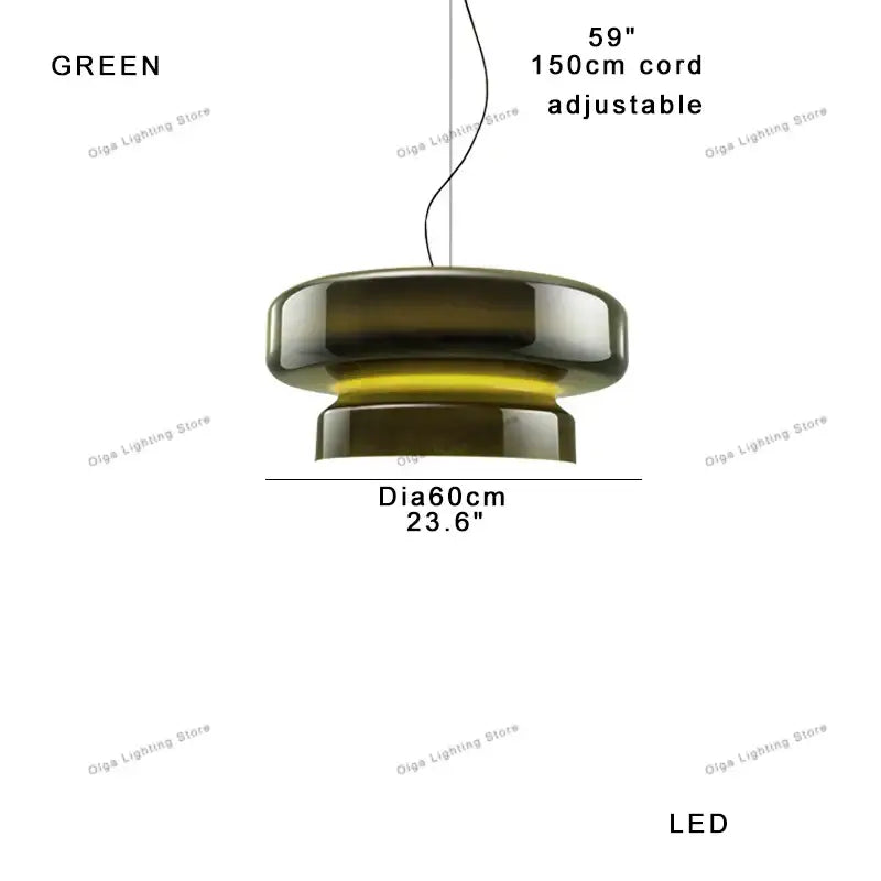 Modern green tiered italian glass pendant light with adjustable 150cm cord perfect for decorbites italian glass decor