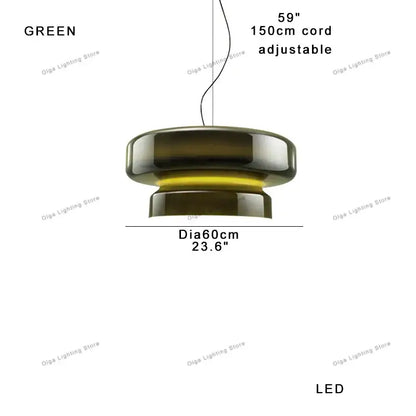Modern green tiered italian glass pendant light with adjustable 150cm cord perfect for decorbites italian glass decor