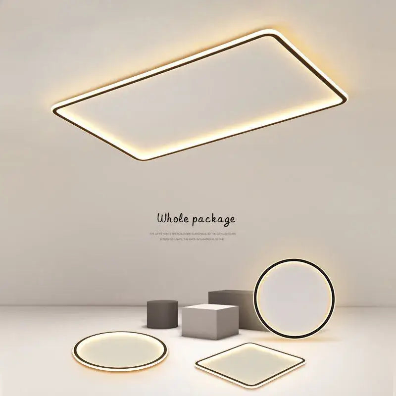 Modern rectangular black dimmable led ceiling chandelier with sleek frame and warm white illumination by decorbites