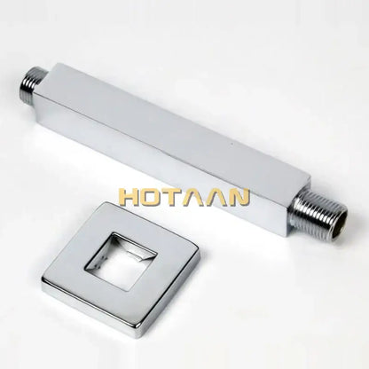 Modern rectangular chrome brass chromed shower arm with threaded ends and square wall mount by decorbites