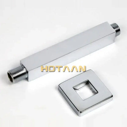 Modern rectangular chrome brass chromed shower arm adapter with threaded ends and square mounting plate by decorbites brass chromed shower