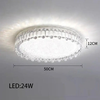 Modern rectangular decorbites crystal led lighting fixture with circular 50cm crystal led ceiling light and frosted glass center