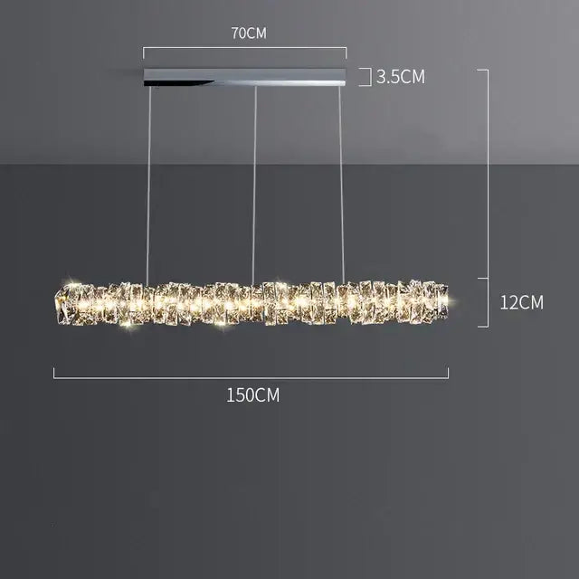 Modern rectangular elegant crystal pendant light with sleek chrome fixture and warm led for dining room decorbites elegant crystal