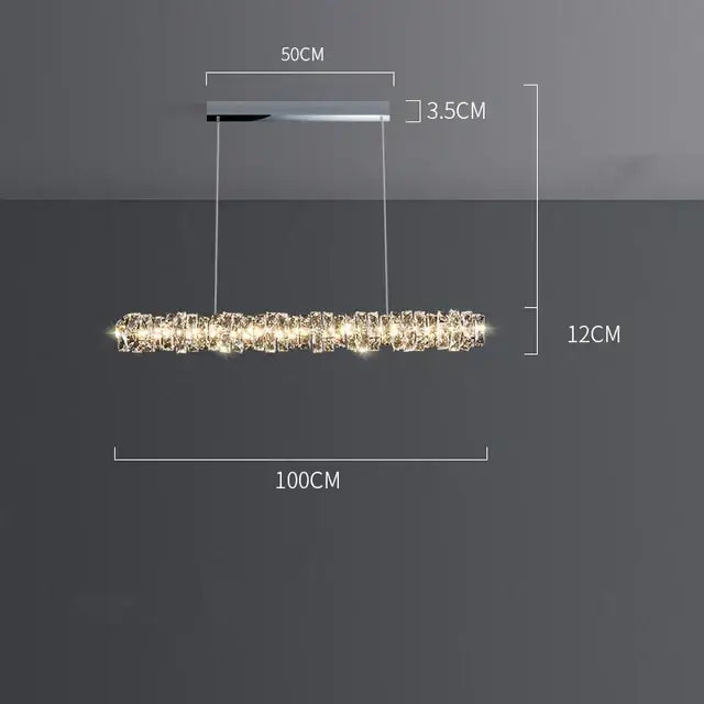 Modern rectangular elegant crystal pendant light with chrome mount and warm led for dining room decorbites elegant crystal