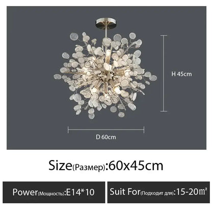 Modern rectangular glass led chandelier with a metallic frame and clear circular glass discs for living room pendant light