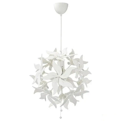 Modern red bauhinia flower chandelier with white floral pendant light and delicate petal-like arms for living room lighting