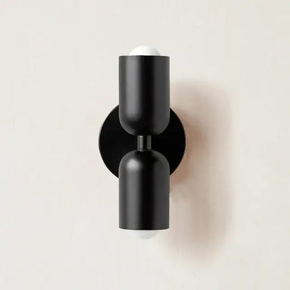 Modern red and black glossy led wall lamp with black matte-finished cylindrical fixtures for bedroom living room decor