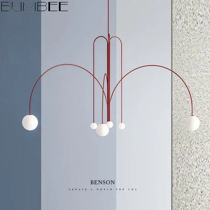 Bumbee benson decorbites designer line chandelier with curved copper metal arms and white glass shades for living room