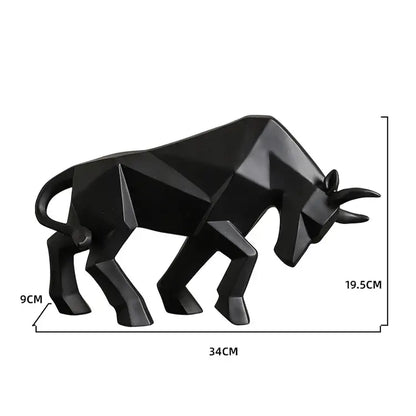 Black decorbites geometric bison sculpture with angular faceted design for modern living room decor