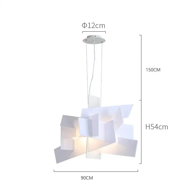 Modern white geometric pendant lamps with layered angular paper-like shades for decorbites acrylic leaf pendant lighting