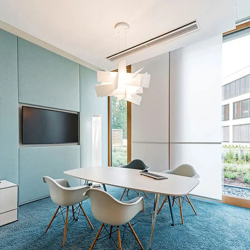 Modern white paper-like pendant lamps hanging from ceiling complement decorbites acrylic leaf pendant design