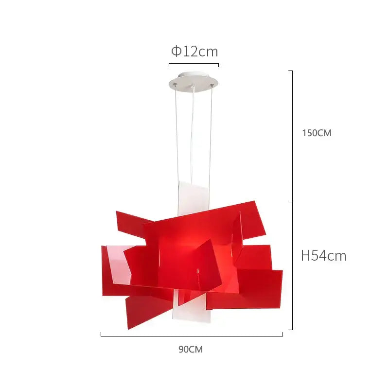 Modern red geometric acrylic leaf pendant lamp with translucent panels and white ceiling mount for dining room decorbites acrylic leaf pendant lamps