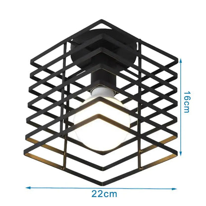 Modern retro black iron cage ceiling light with a glowing bulb inside for kitchen lighting decorbites iron cage ceiling