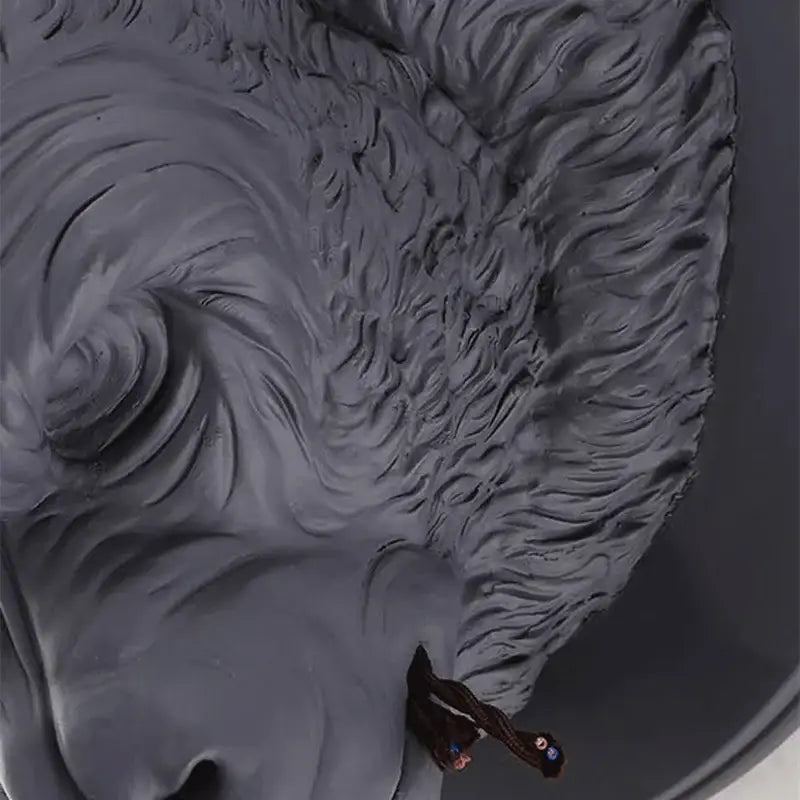 Modern retro dark gray gorilla resin wall lamp featuring a sculpted lion head with textured mane and detailed facial features