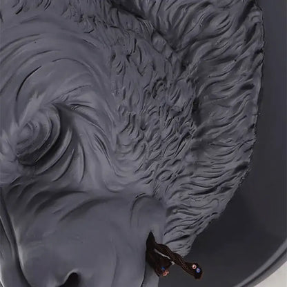 Modern retro dark gray gorilla resin wall lamp featuring a sculpted lion head with textured mane and detailed facial features