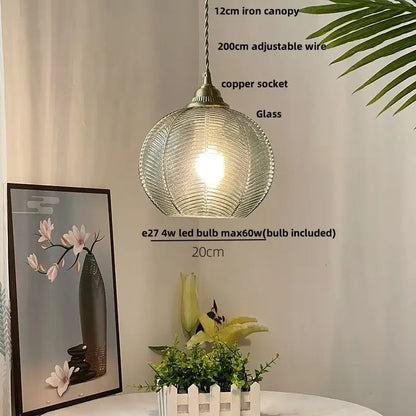 Modern ribbed blue glass led pendant lamp with brass hardware for dining room lighting by decorbites blue glass