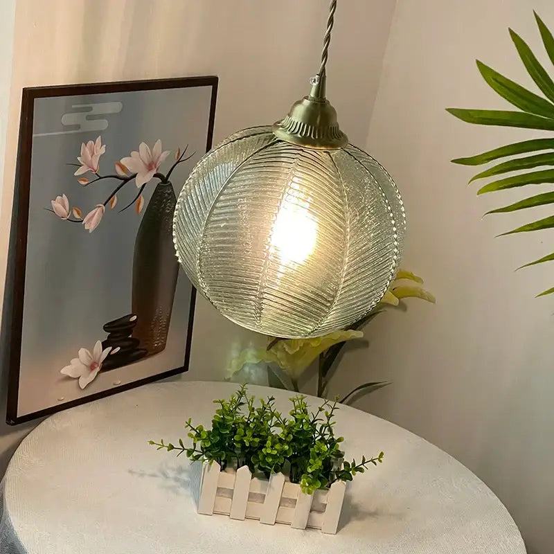 Modern ribbed blue glass led pendant light with brass top and twisted cord ideal for kitchen decorbites blue glass decor