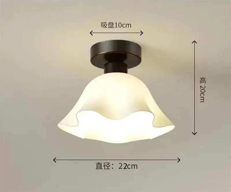 Modern ribbed decorbites ceramic glass chandelier with off-white wavy lampshade and dark bronze ceiling mount