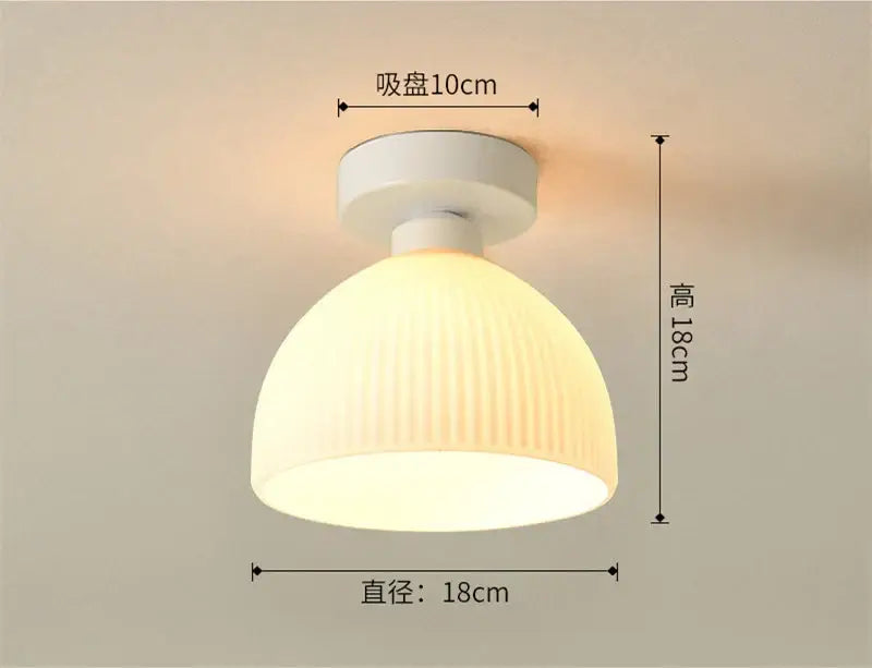 White ceramic glass chandelier with ribbed translucent shade and 10cm suction cup base for modern decorbites ceramic glass lighting