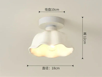 Modern white ceramic glass chandelier with fluted petal shade and 10cm suction cup base by decorbites ceramic glass