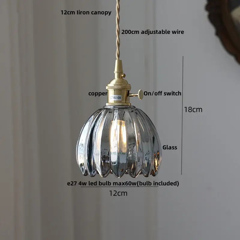 Modern ribbed clear glass led pendant light with fluted translucent glass shade and brass finish for kitchen decorbites clear glass