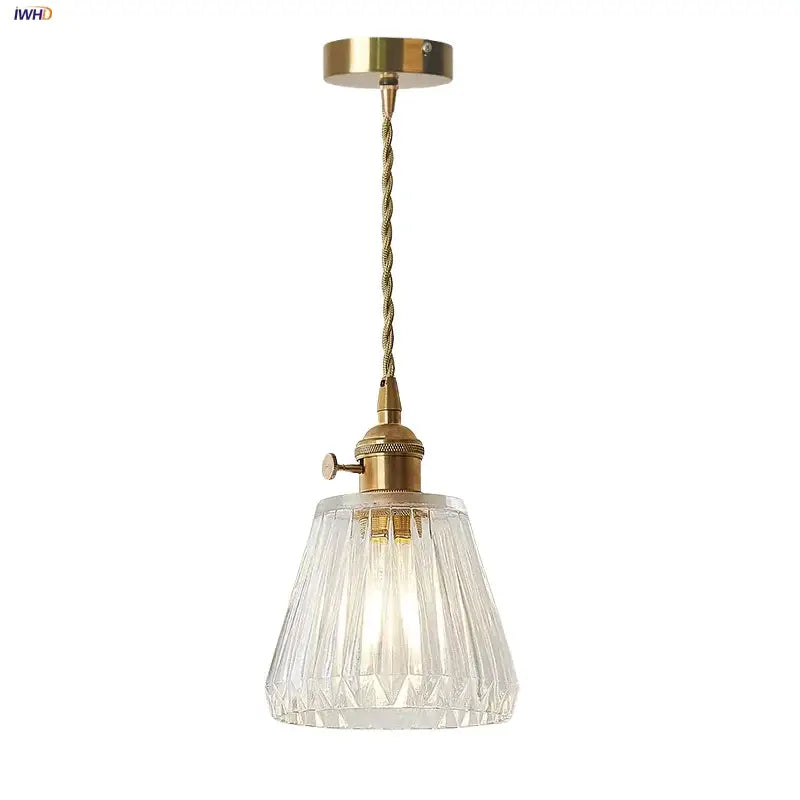 Modern ribbed clear glass led pendant light with brass fixture and twisted cord ideal for kitchen decorbites clear glass