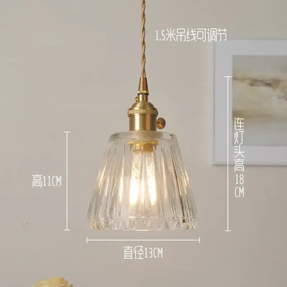 Modern ribbed clear glass pendant light with faceted design brass light fixture and adjustable 1.5 meter cord decorbites clear glass