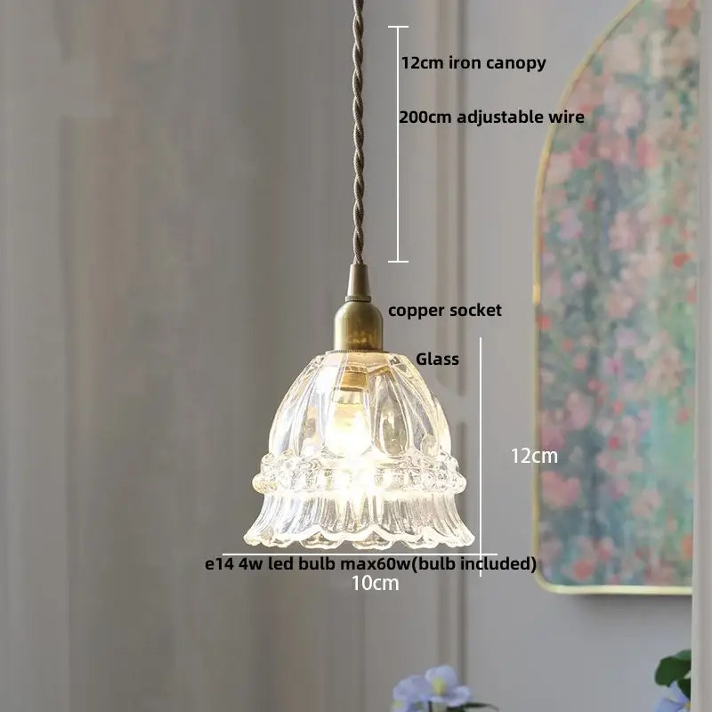 Clear glass pendant light with fluted scalloped design and brass led pendant copper socket by decorbites