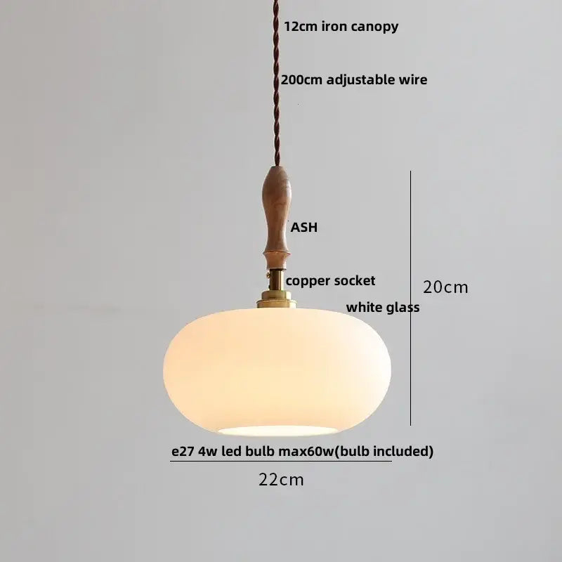 Modern ribbed glass ceramic led pendant lamp with warm white glowing glass, wooden handle, and brass finish socket for decorbites ceramic led pendant decor