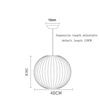 Adjustable spherical white pendant lamp with ribbed design and 120cm suspension length decorbites elegant silk designer