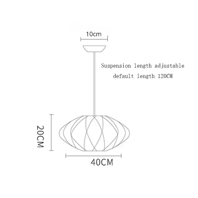 Adjustable suspension length pendant lamp with 20cm height and 40cm width featuring elegant geometric design decorbites elegant silk