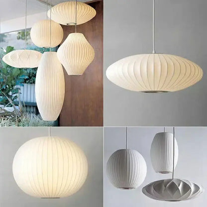 Cream-colored ribbed paper pendant lamp with modern organic design for decorbites elegant silk designer living room decor