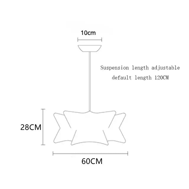 Adjustable star-shaped white pendant lamp with elegant silk finish 60cm wide 28cm tall 120cm suspension length decorbites elegant silk designer