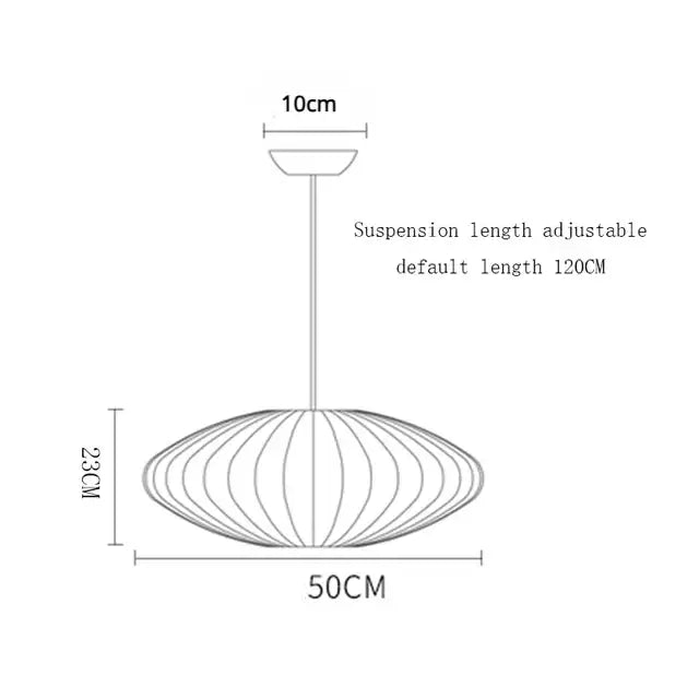 Modern oval pendant lamp with sleek metallic frame and adjustable suspension length for decorbites elegant silk decor