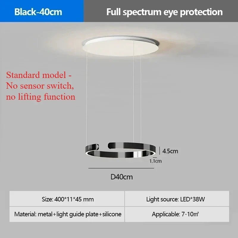Modern Ring LED Pendant Light in Black or White - Decorbites