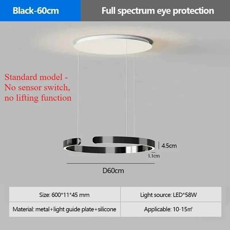 Modern Ring LED Pendant Light in Black or White - Decorbites