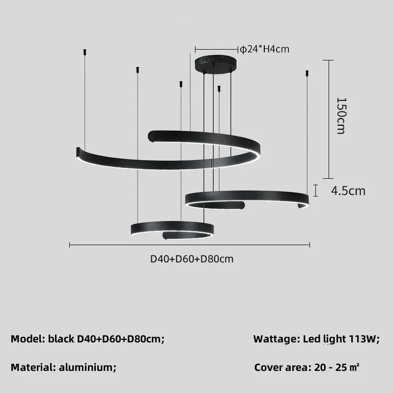 Modern Ring LED Pendant Light in Black or White - Decorbites